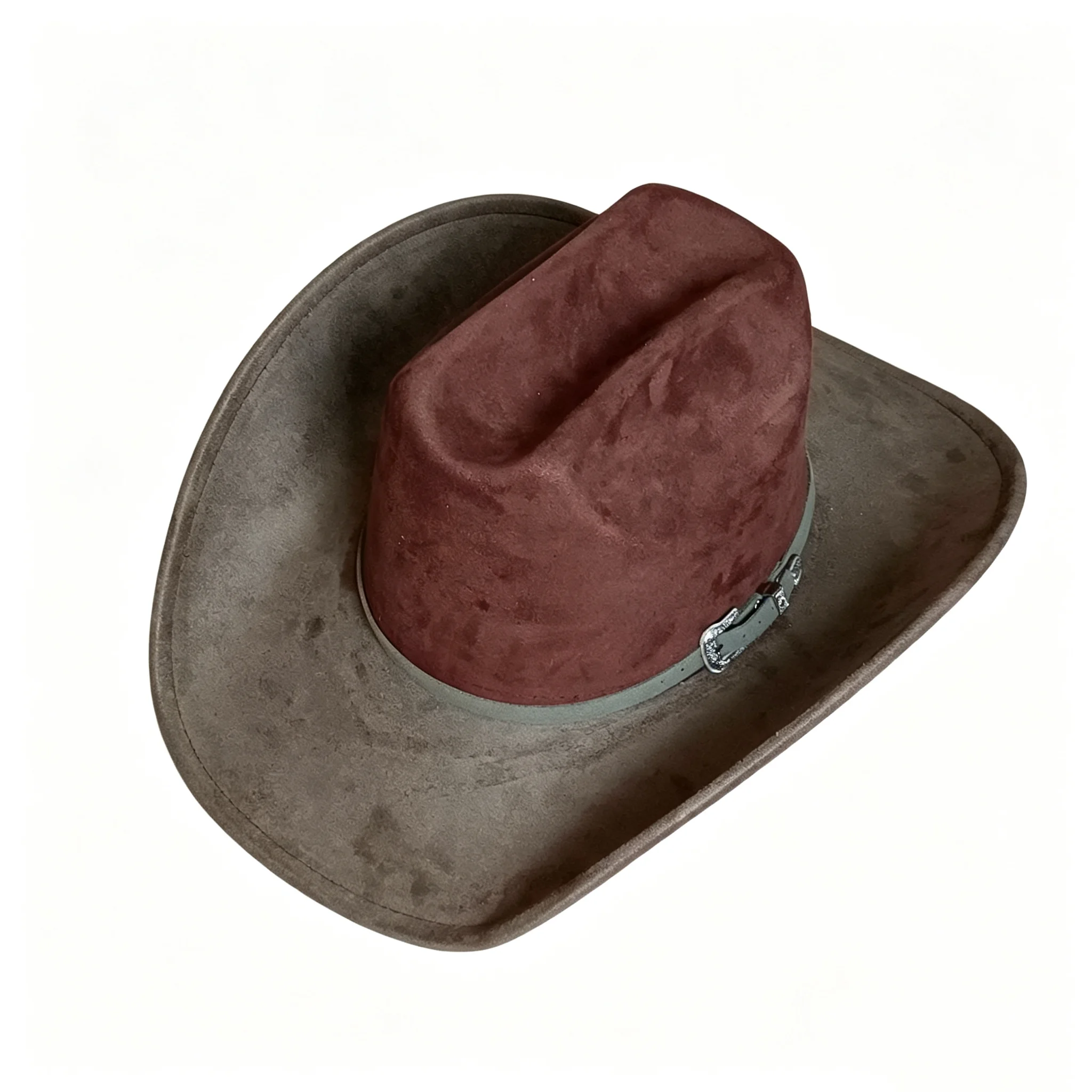 Cowboy Hat Suede Army Green and Coffee Burned Hat Women's Felt Hat Cowboy Hat British Style Retro Men's Gorras Hombre Cap