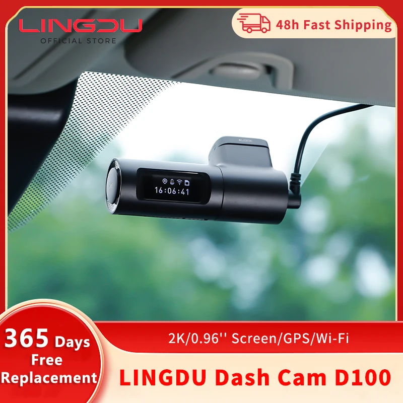 LINGDU 2.5K Dash Cam D100 Car DVR Built-in GPS WIFI 0.96'' Screen Car Camera Smart APP Voice Control Parking Mode Video Recorder