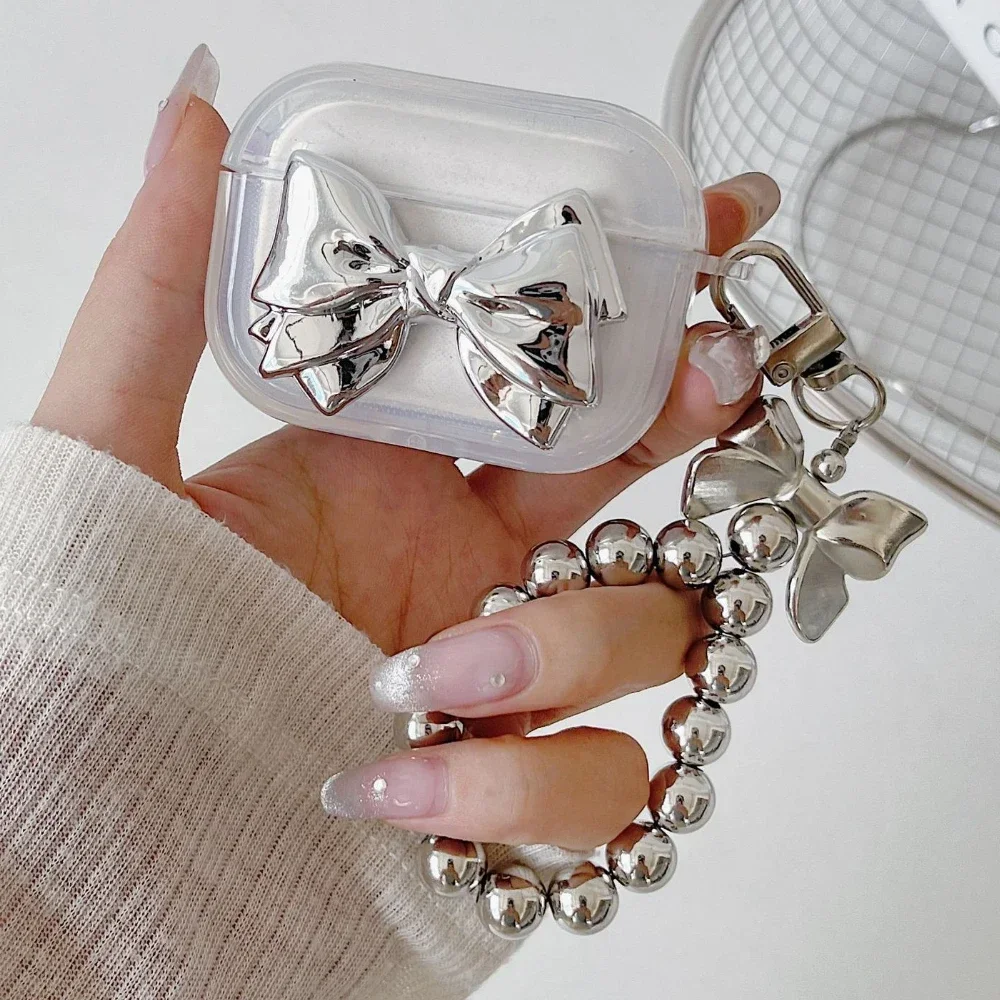 Beautiful Bows Earphone Case For Airpod Cases Air Apple Pro 2 For 2 3rd Pods Transparent Cute Earphone Cover TPU Coque