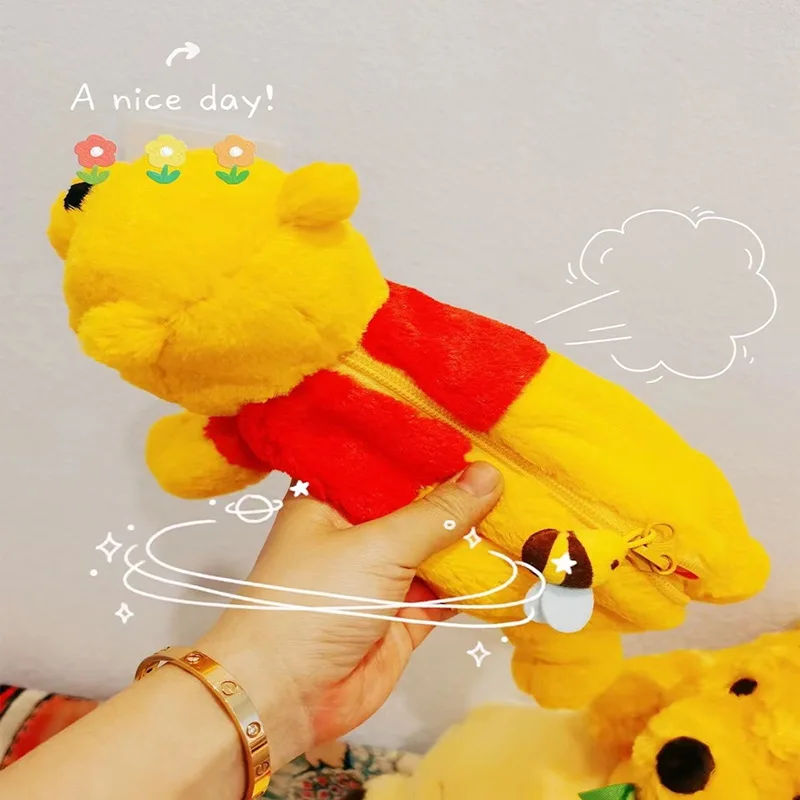 

New Disney Winnie The Poodle Pen Case Cute Cartoon Stationery Box Student Large Capacity Plush Doll Doll Children'S Gift