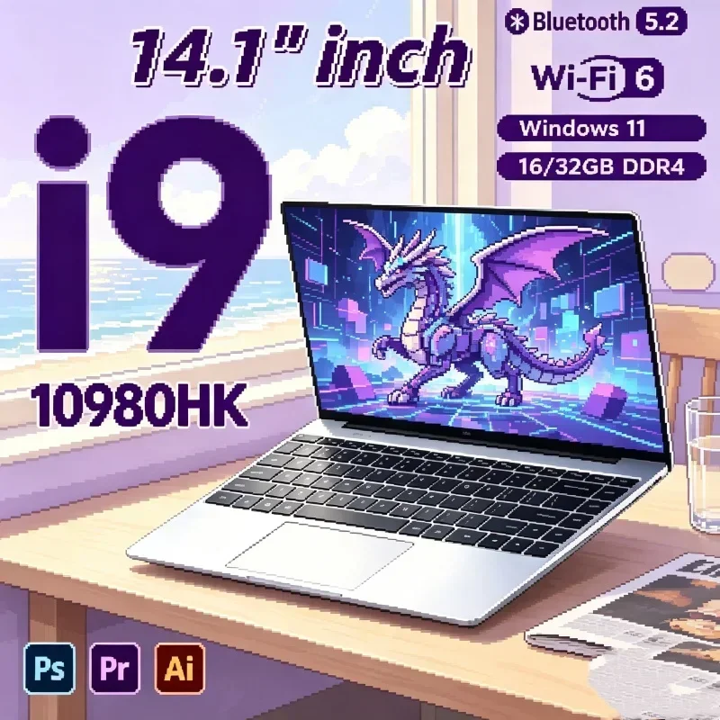Intel Core I9 10980HK Steady Laptop 14.1" 32GB RAM 2TB SSD Gaming PC Office Study Computer PC Windows 11 1920x1080 HD