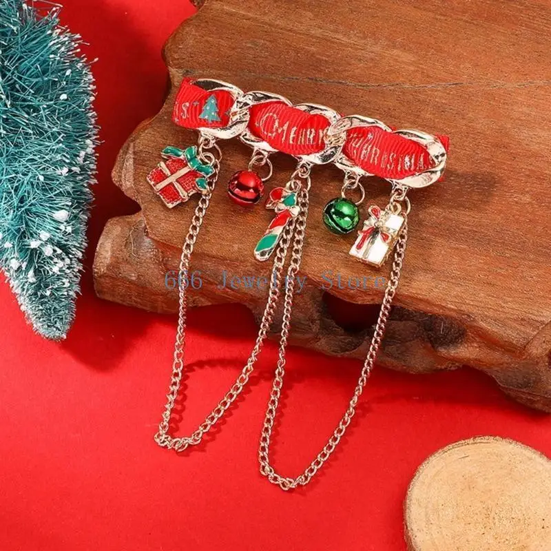 F2TD Cartoon Santa Hat Metal Pins Badge Clothing Accessories Bag Pendant Safety Pins