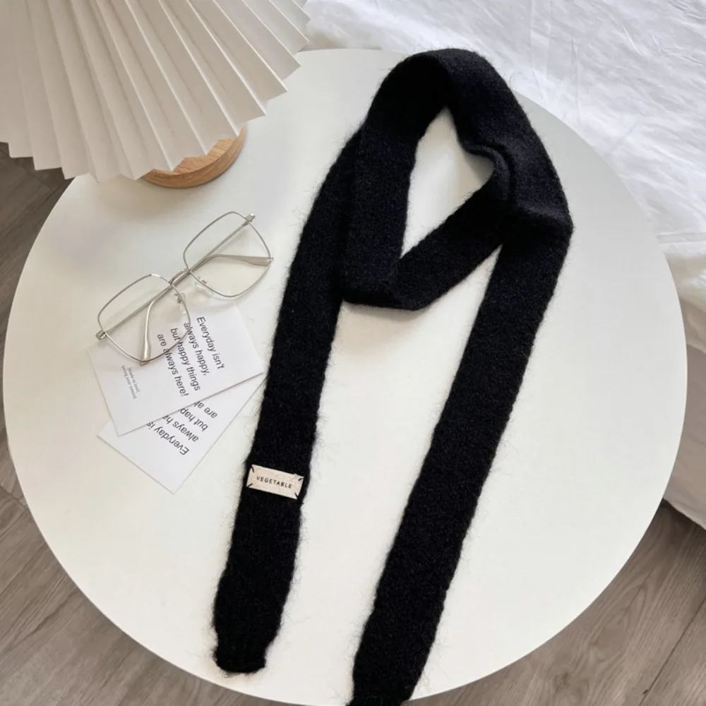 

Korean Style Y2K Thin Scarf Soft Rainbow Color Long Narrow Scarves Neckerchief Neck Warmer Harajuku Knitted Scarf Female