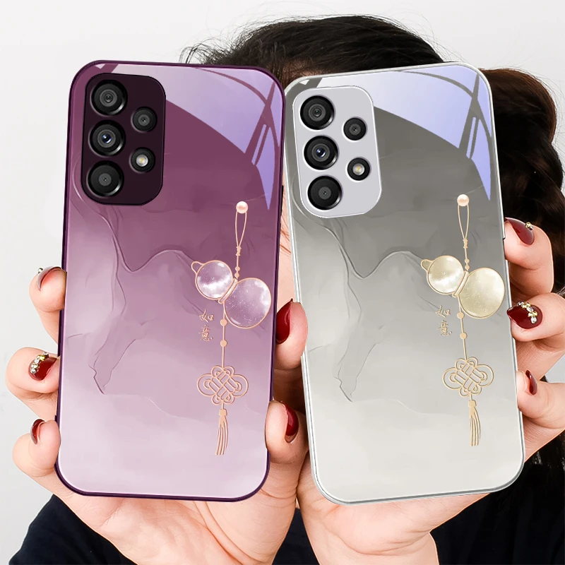 Lucky Blue Gourd Element для Samsung S22 S8 S9 10 20 Ultra S21 Pro S22 Plus S23 FE S24 Ultra S25 Edge S25 Ultra Glass Чехол для телефона