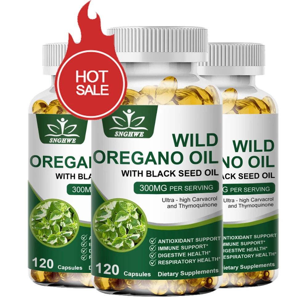 Oil of Oregano Capsules - Immune & Antioxidant Support Supplement - Promotes Digestion and Intestinal Health, Blood Circulation