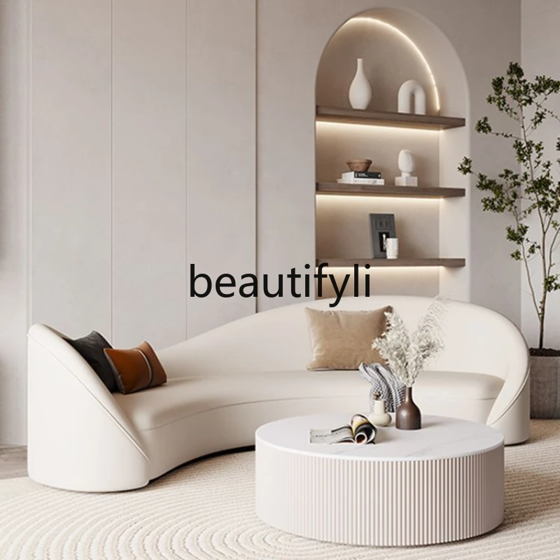 

Nordic leather fabric sofa simple modern beauty salon small apartment sitting area reception sofa