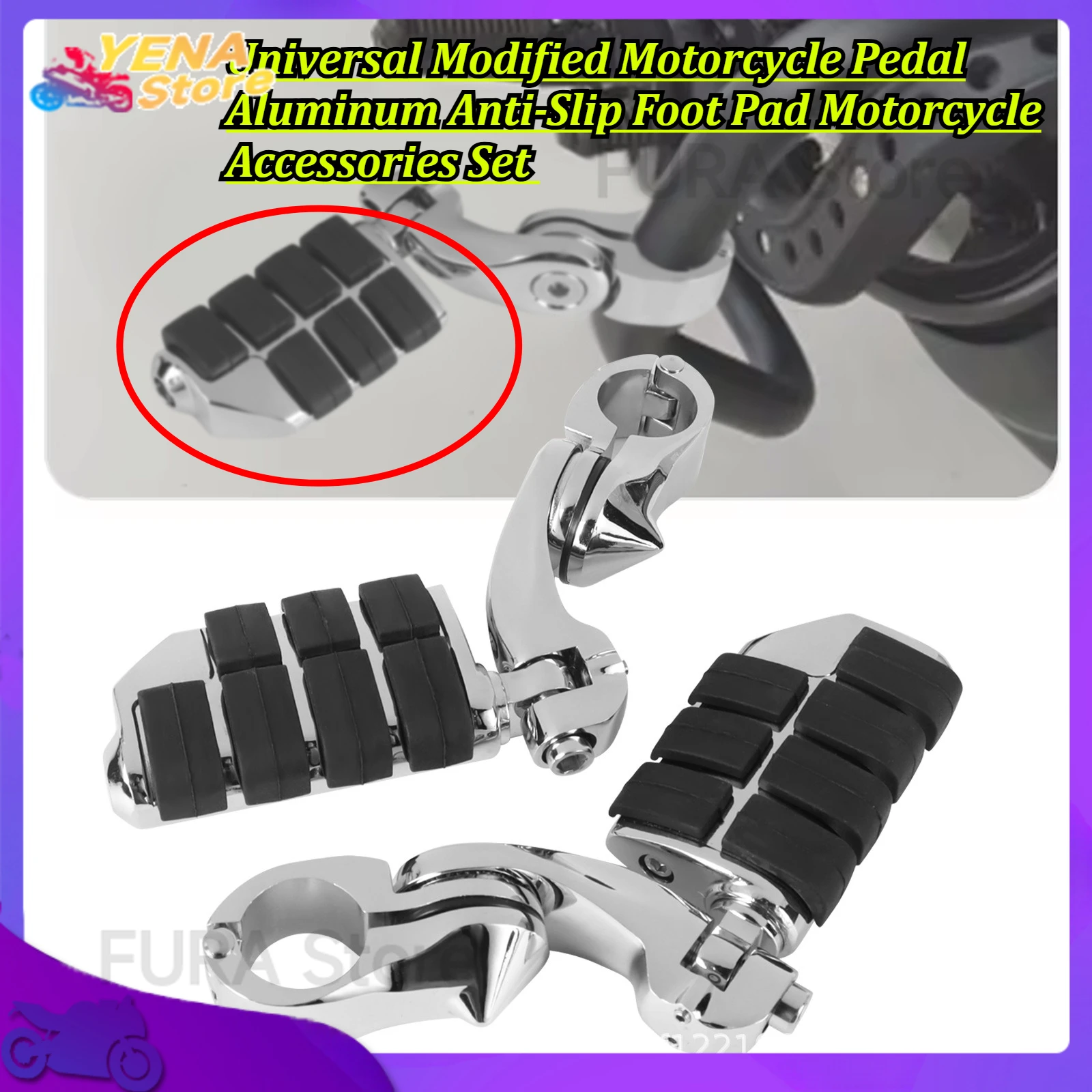

Universal Modified Motorcycle Pedal Aluminum Anti-Slip Foot Pad Motorcycle Accessories Set