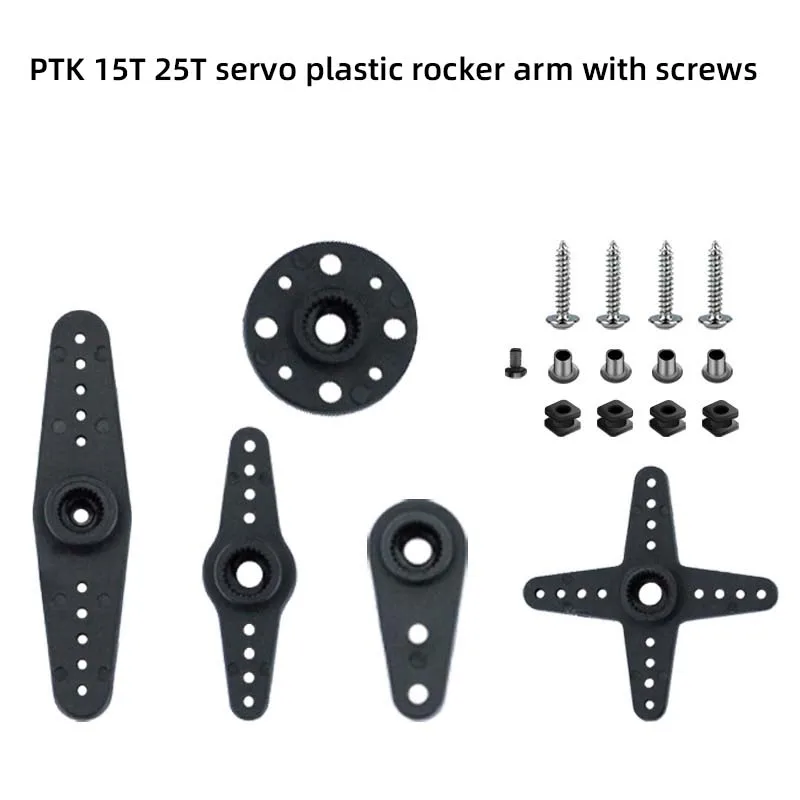 5Pack PTK Plastic Servo Horn Kit 15T 25T Lengthened Thickened Pull Rod for 9g 17g Servos Fixed Servo Horn RC Model Parts