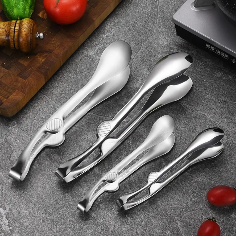 Edge Tongs Heavy-duty Stainless Steel Serving Tongs with Non-slip Grip Heat-resistant Bbq Food Clips Rust-proof for Buffet