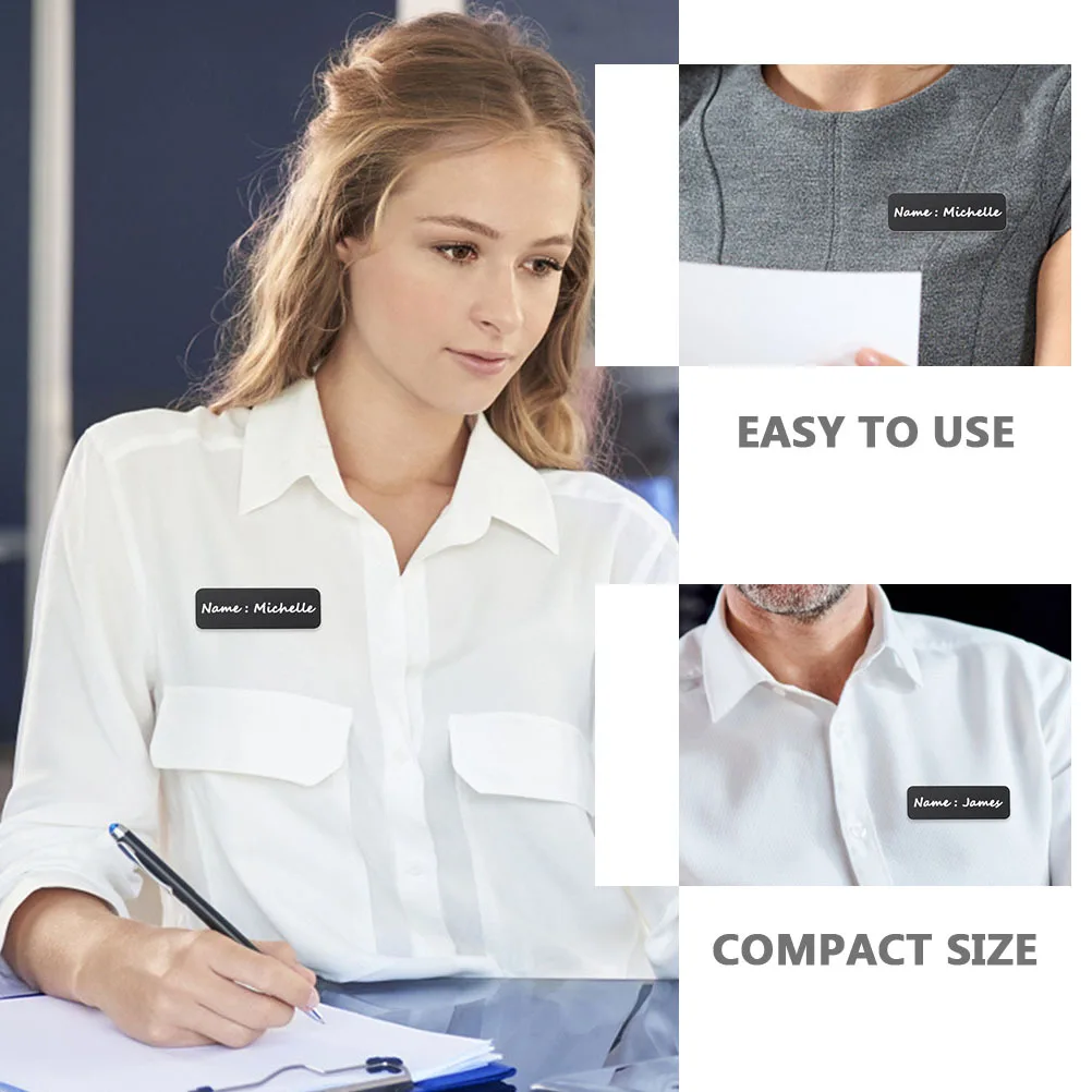 2 قطعة شارة فارغة علامة صلبة لشارات المكتب عامل شارات اسم فارغة طالب المحمولة اسم العلامات مدرسة التموين الأسود