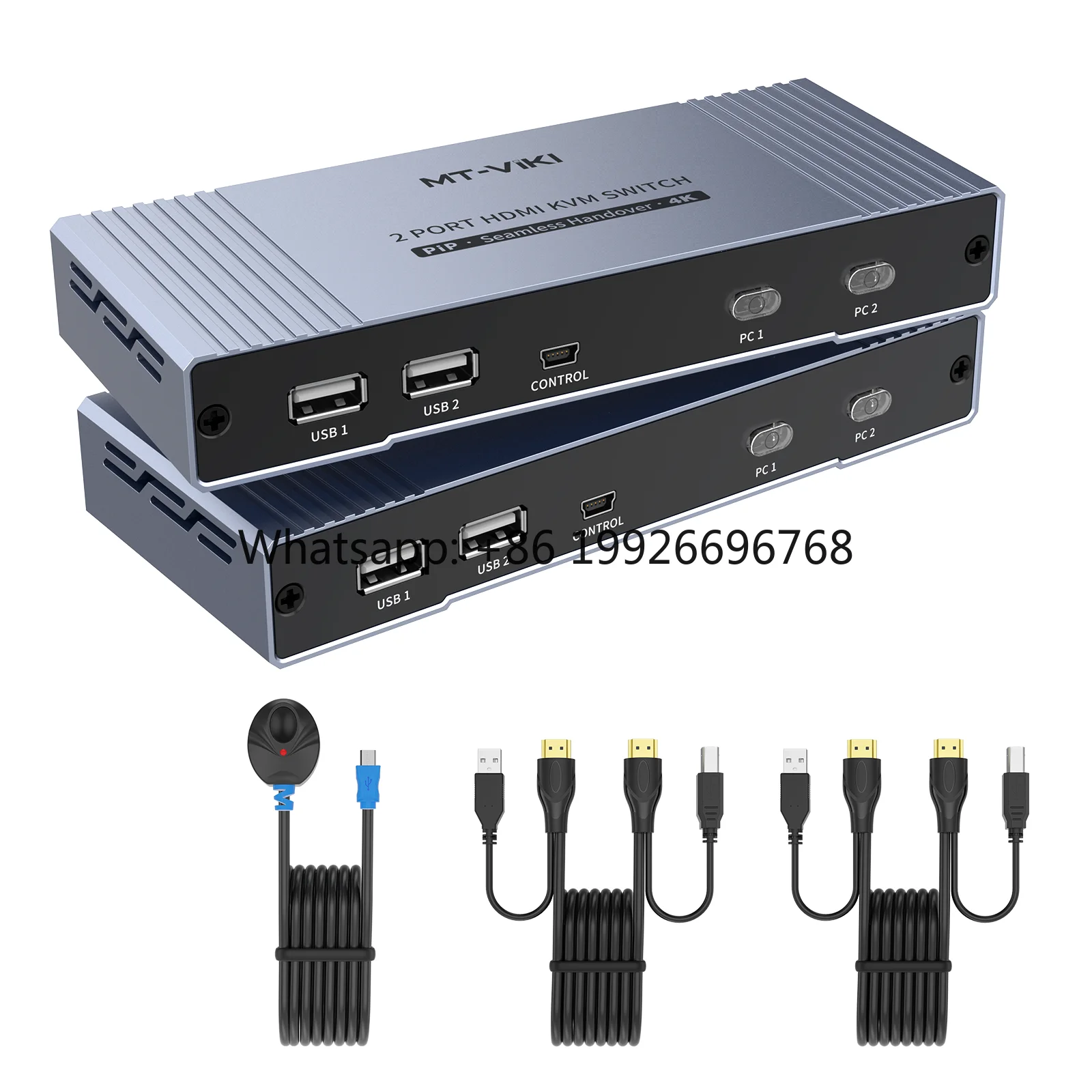 Seamless HDMI KVM Switch 2 Port 4K 30Hz + 2 Cables,  Seamless 4K HDMI KVM Switch with PIP POP