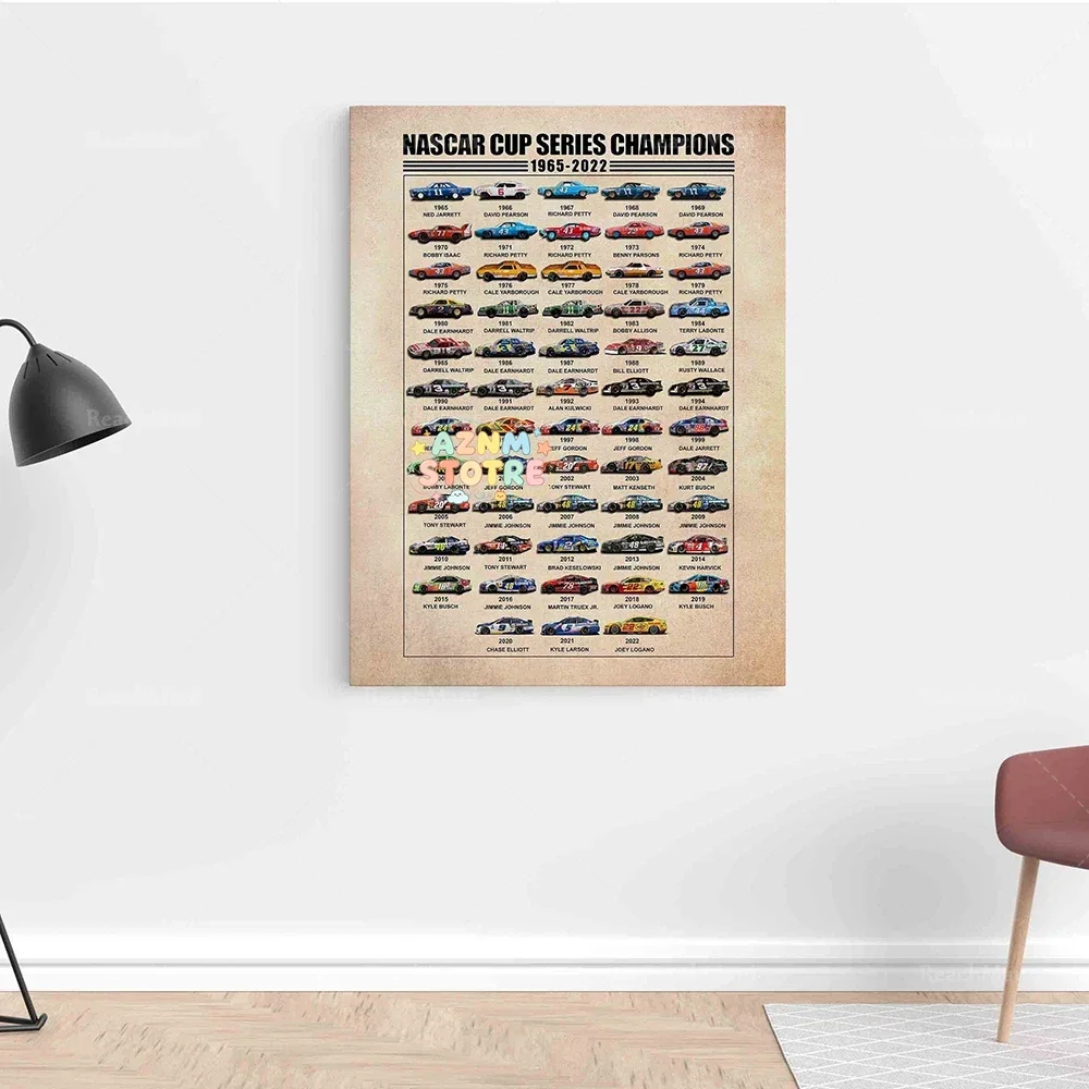 （2D Canvas painting） Series Champions Canvas, Car Racing Canvas, Nascar Gift Poster, Auto Racing Canvas, Cup Poster, Canvas W