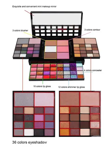 40/74/78 Colors Glitter Eyeshadow Palette Matte Waterproof Long Lasting Pressed Powder Cosmetics Kit  Fashion Women MakeUp Tools