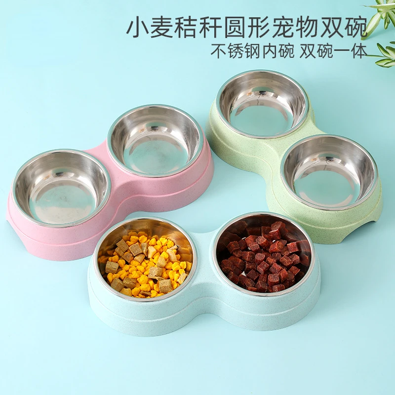 

Double Dog Food Bowls, Stainless Steel Water Feeder, Pet Drinking Dish, Small Dog Accessories, Puppy and Cat Feeding Supplies