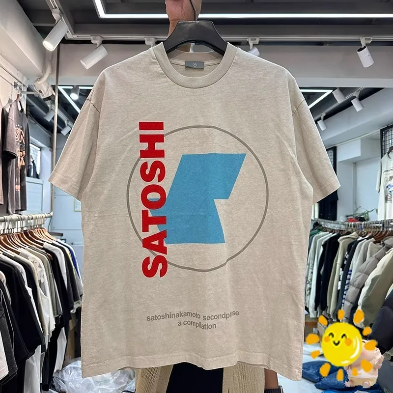 

24SS Washed Apricot T Shirt Men Women High Street Hip Hop Kanye West Short Sleeve Top Tees Summer T-Shirt