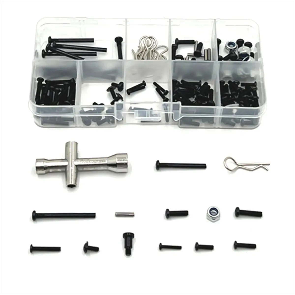 ABXY 159PCS Metal Upgrade Retrofit Tool Box for SCY 1/16 16101 16201 Q130A Q130B RC Car Parts
