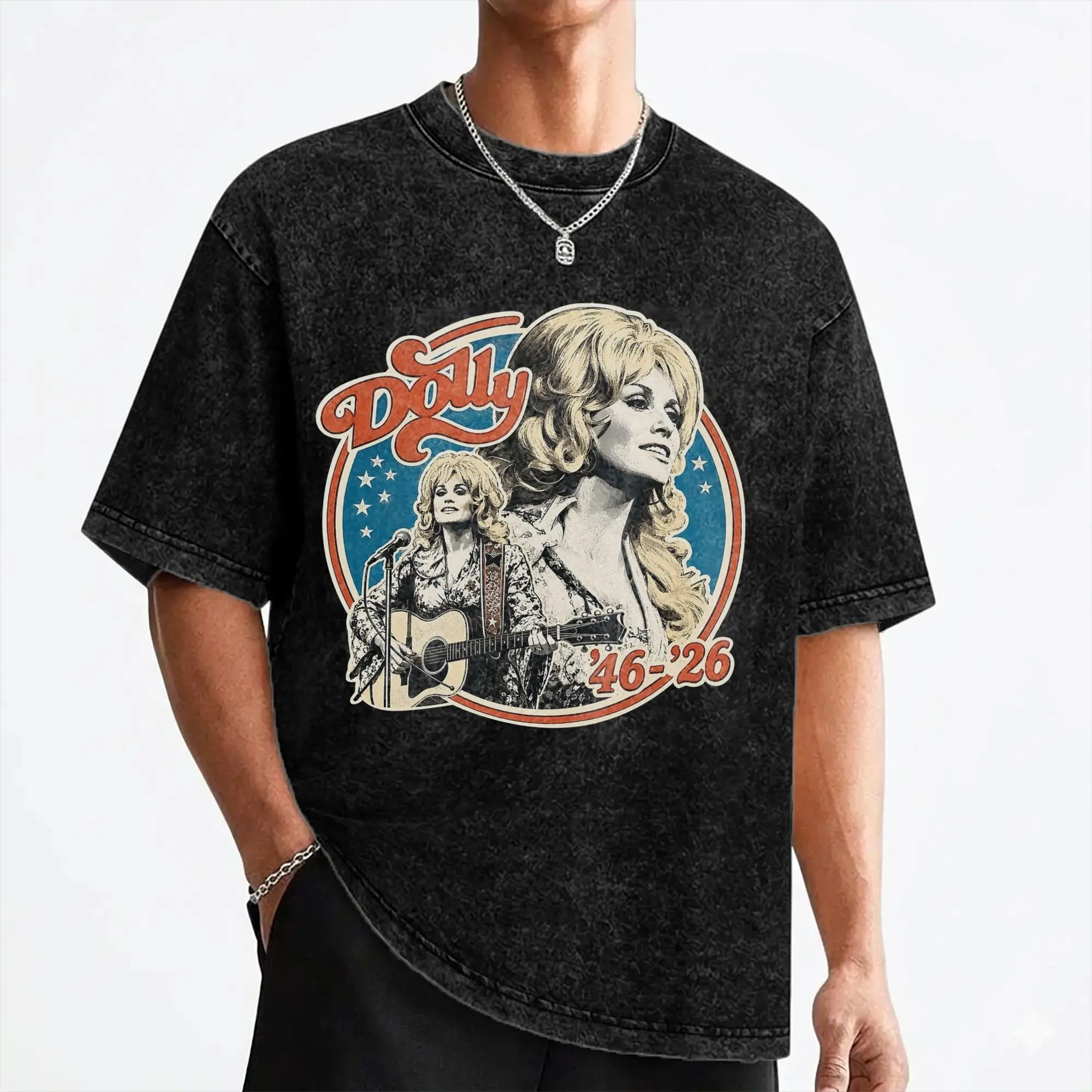 Singer D-Dolly Parton T Shirts Washed Cotton Oversize T-Shirt  Fashion Men Women Streetwear Printed Tee Shirt