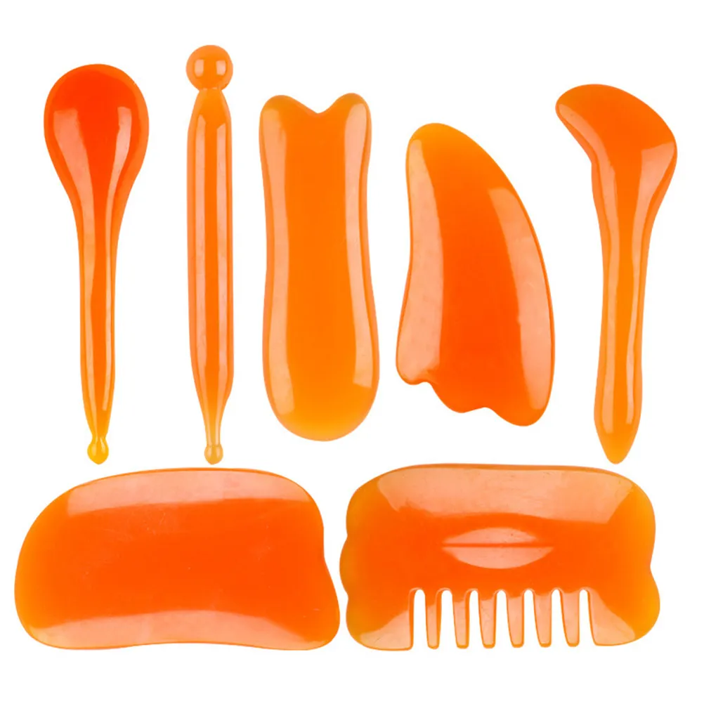 

7pcs Resin Massage Tools Set Natural Scraping Board For Face Body Neck Shoulder Leg Foot Pain Relief Scraping Massage Tool