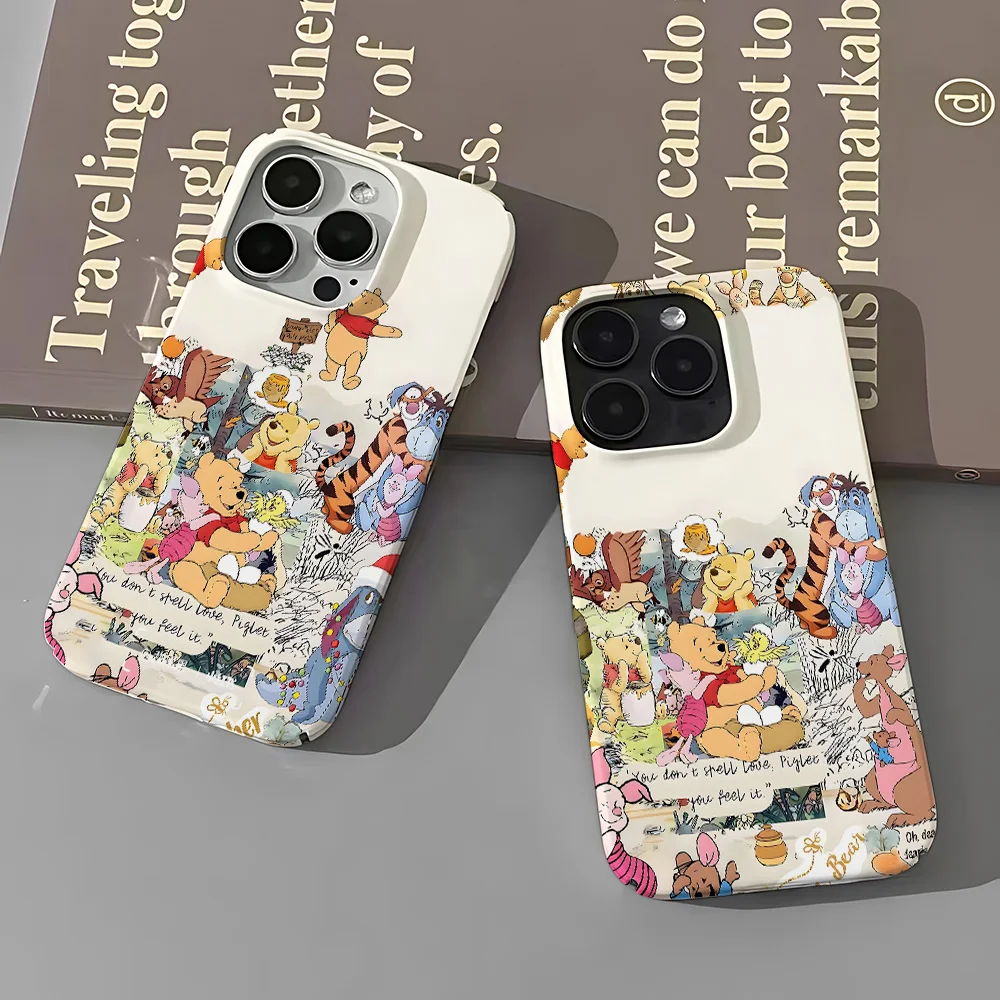 Hot Disneies Cute Winnie The Pooh Phone Case for IPhone 16 15 14 13 12 11 Pro Max XS XR XSMax 6 7 8 Plus Glossy HD Hard PC Cover