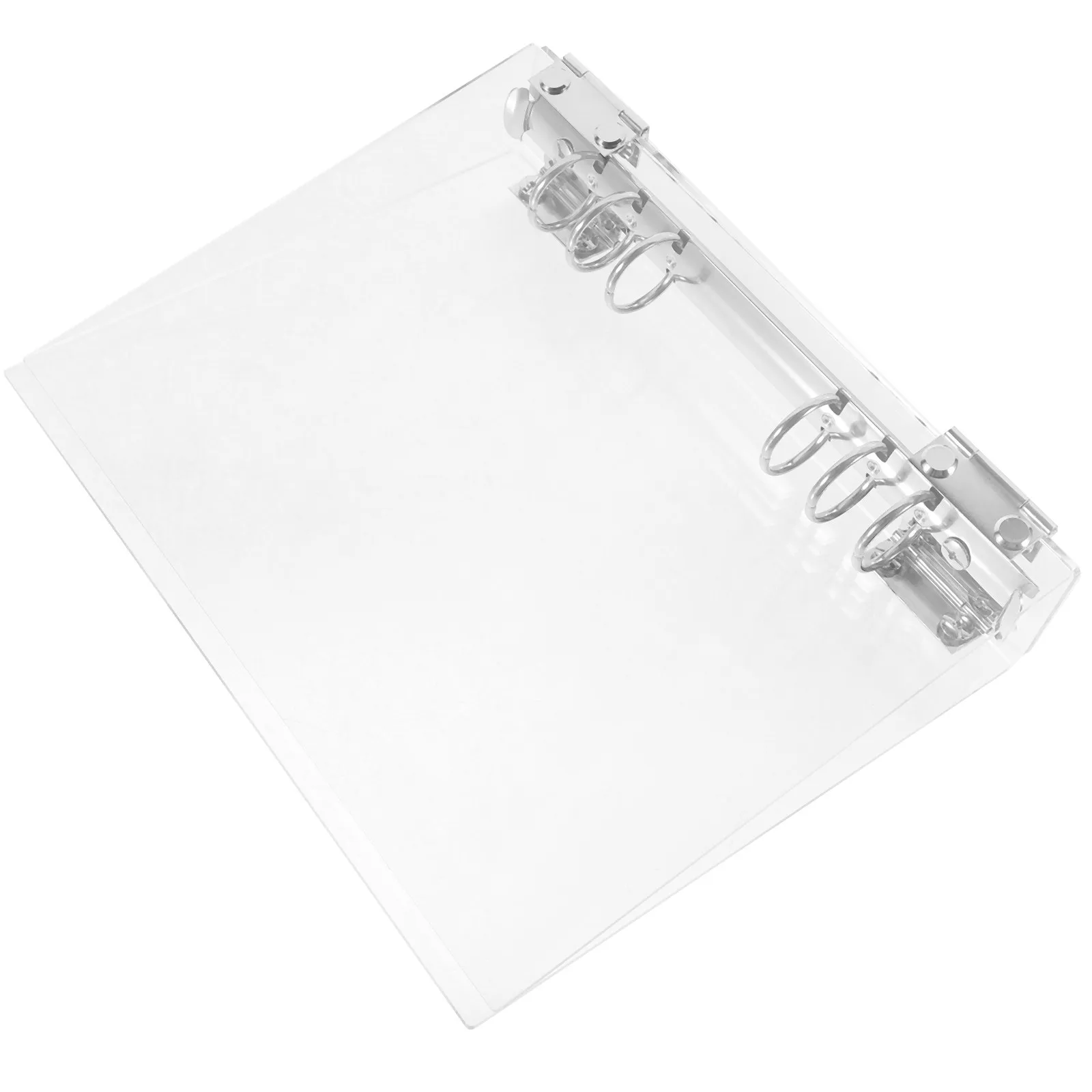 A5 Clear Acrylic Binder Cover 6 Ring Loose Leaf Reusable Notebook Shell for Planner Journal Document Organizer
