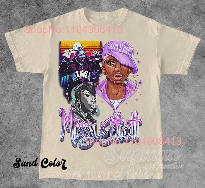 تي شيرت Missy Elliot Vintage تي شيرت Homage Fan Retro 90s Merch بأكمام طويلة أو قصيرة