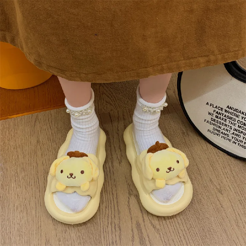 2023 New Sanrio Cartoon Cinnamoroll Pom Pom Purin My Melody Kawaii Slippers Women Home Anti-Skid Bathroom Beach Sandals Gifts