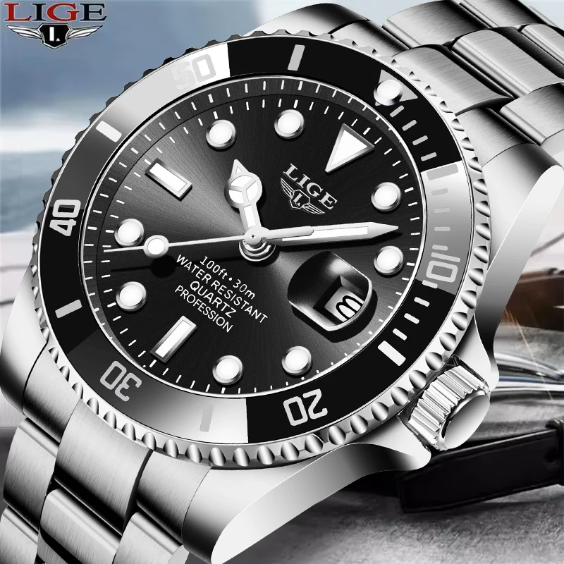 LIGE Watch For Men Top Brand Luxury Fashion Men Watch Casual Business Waterproof Chronograph Quartz Wristwatches Montre Homme
