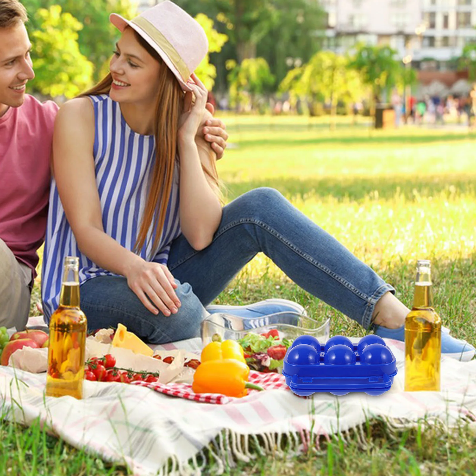 

Portable Egg Box 6 Grids Blue PP Material Camping Egg Holder for Outdoor Cooking Storage Container Fridge Organizer