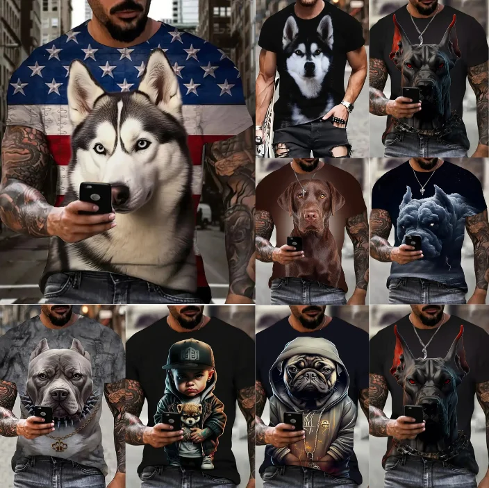 Novel Siberian Husky Pattern 3D Pet Dog Print T-shirts For Men/Women Trend Personality Top Oversized Short sleeve Streetwear Tee