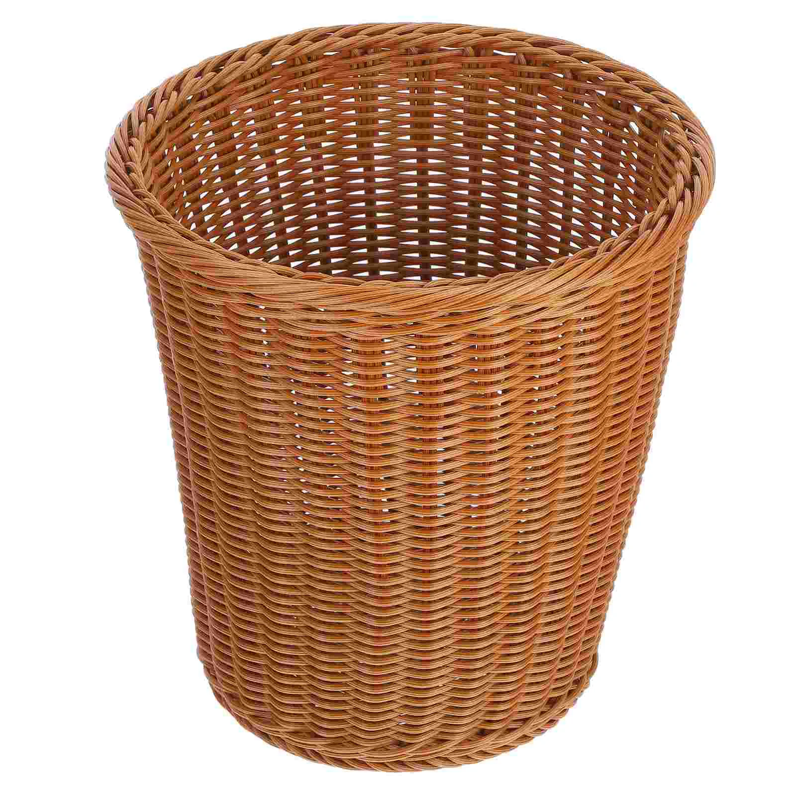 Rattan Trash Can Weave Rubbish Container Toy Storage Basket Household Wastepaper Woven Plastic Travel