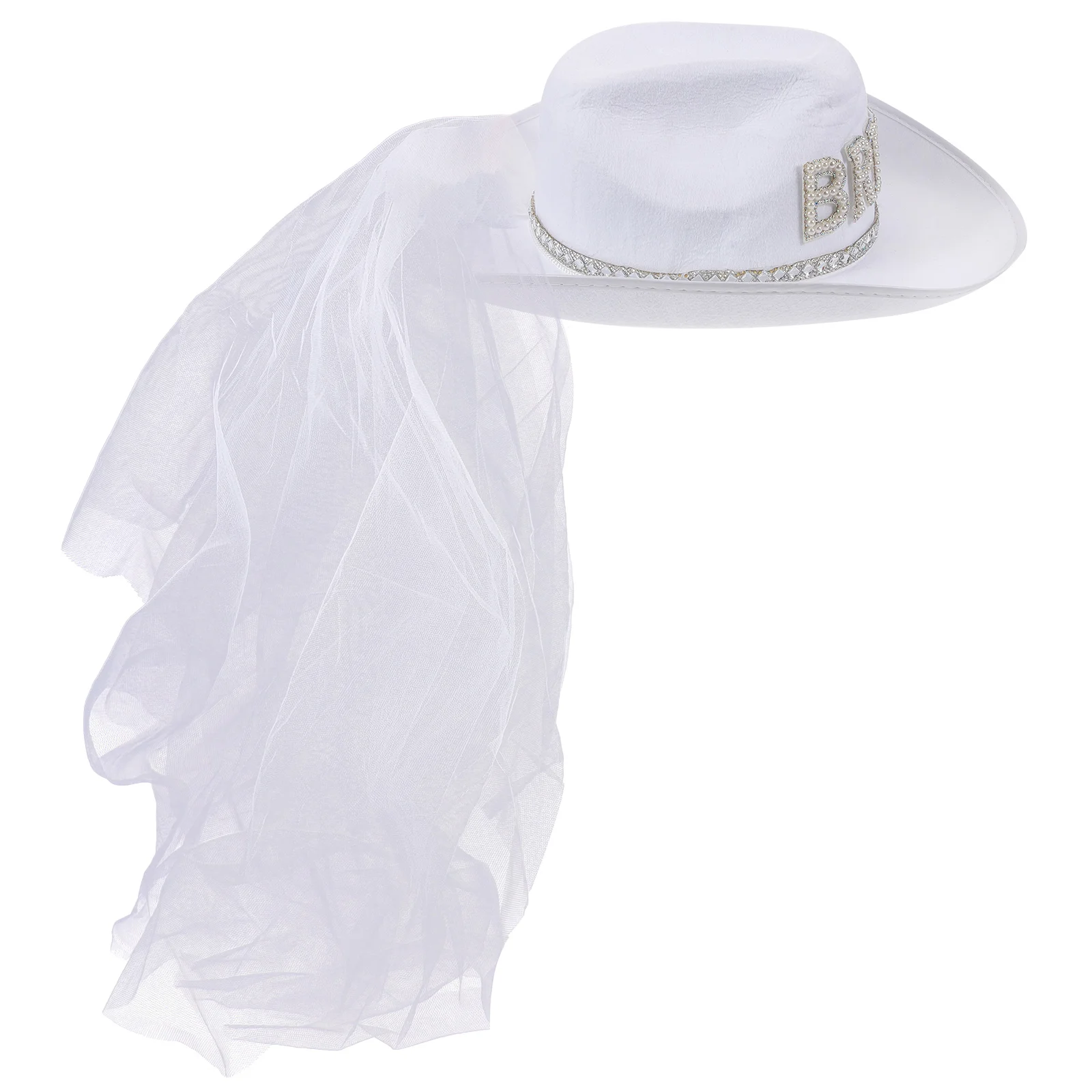 

Cowboy Hat Elegant Pearl Bridal Party Cowgirl Hats for Women Rhinestone Embellished Wedding Accessories