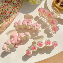 Large Fruit Hair Claw Clip Big Acrylic Barrette Ponytail Holder Cute Peach Claw Clips Pins Hairclip Hair Accessories For Women