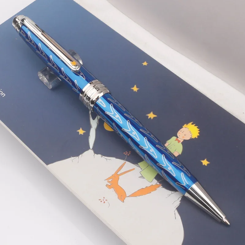 Luxury Little Prince 163 Blue MB Ballpoint Pen Resin Metallic Blue Rollerball Fountain Pen Ink Writing Stationery with Number