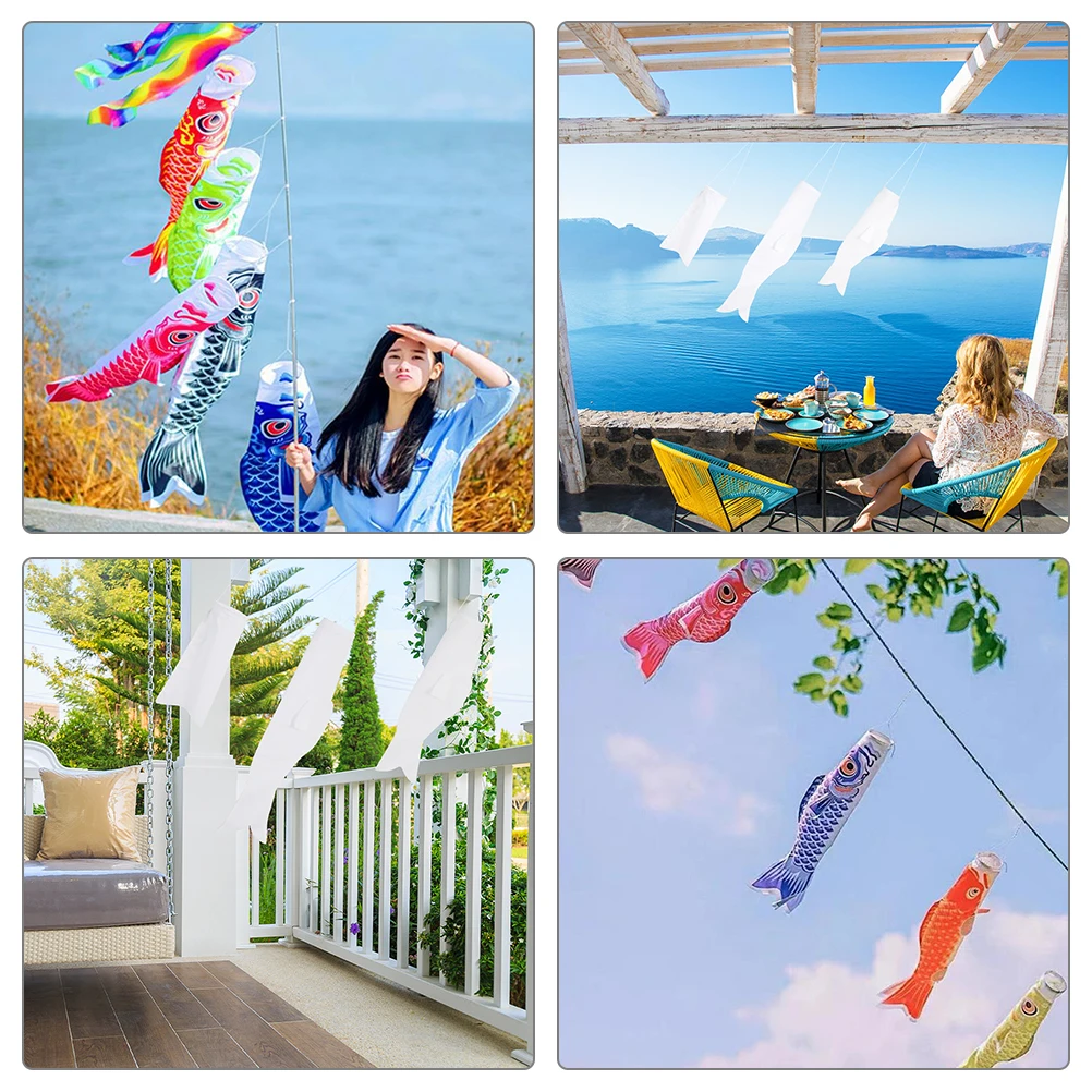 

2 Pcs Blank Canvas Carp Streamer Japanese Windsock Diy Socks Blanks Porch Decorations Outdoor Hanging