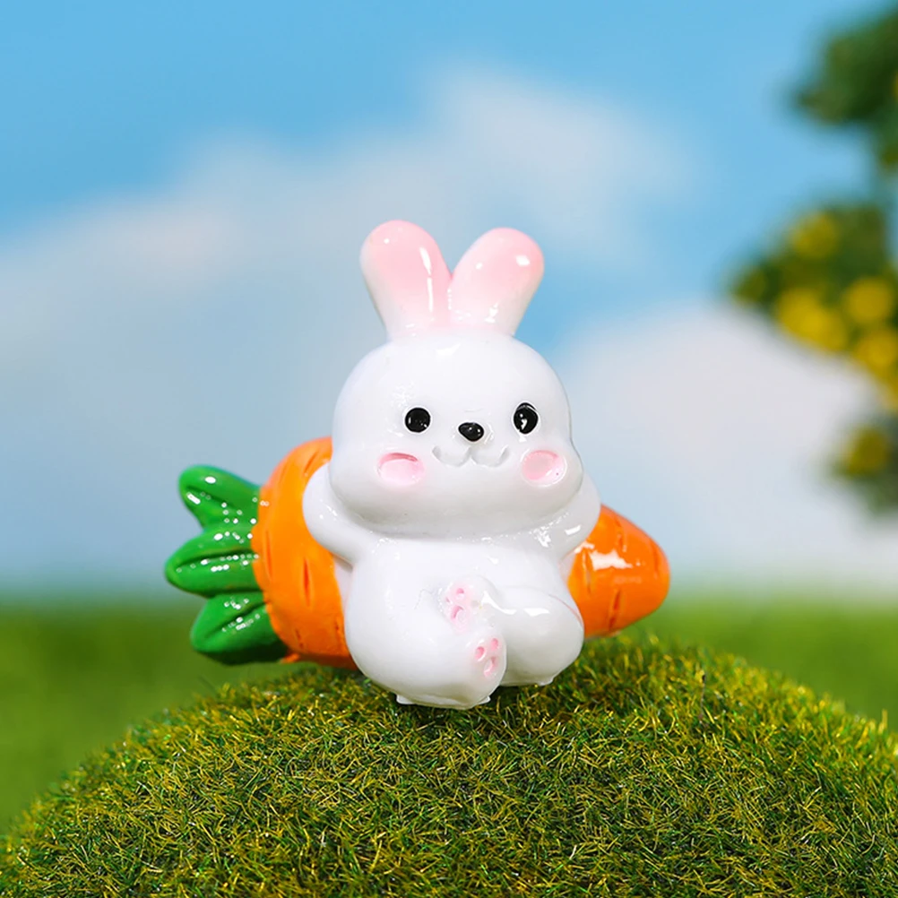 

8 Pcs Little Bunny Ornaments Adorable Figurine Bookshelf Mini Animal Miniature Figurines Desktop Resin Sculpture