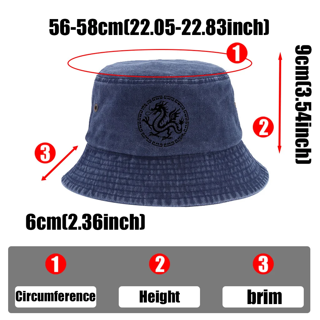 Vintage Distressed Washed Bucket Hat with  Printed Patterns. Lightweight with Ventilation Holes, Available in Multiple Colors. A
