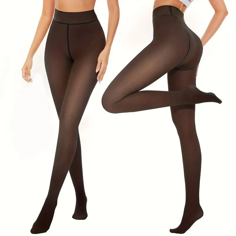 80g Thermal Leggings Winter Sexy Elastic Translucent Pantyhose Female Fake Translucent Skin High Waist Slim Thicken Tight Pants