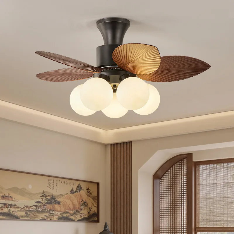 Medieval dining room study bedroom fan light retro living room ceiling fan light integrated electric fan with light