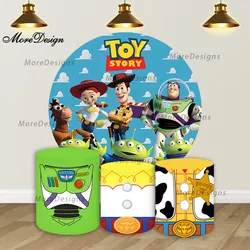 Toy Story Round Backdrop Kids Birthday Party Cylinder Covers Supplies Props Baby Shower Photography Background