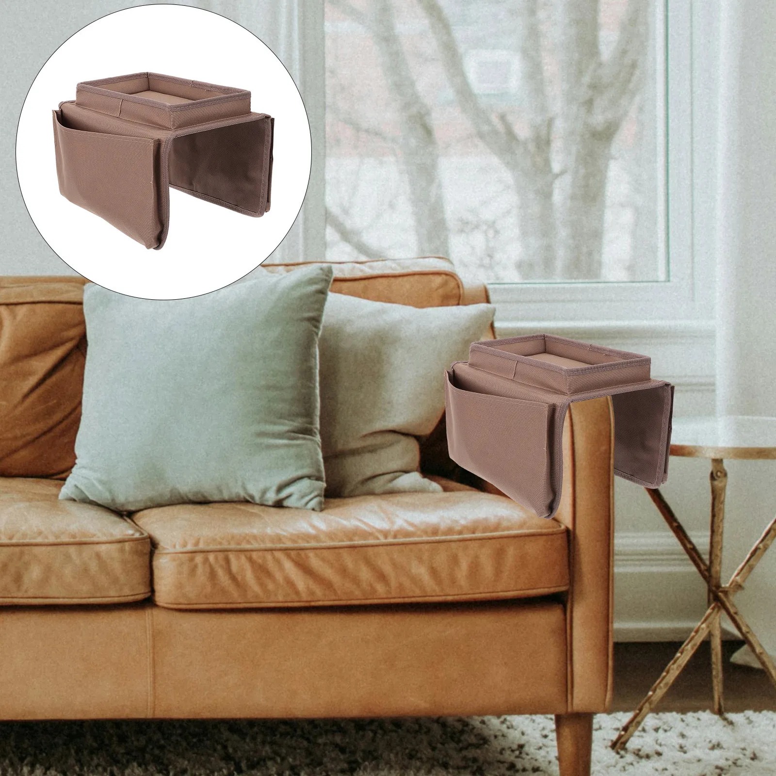 

Sofa Armrest Organizer 4-Pocket Collapsible Storage Bag Cup Holder Tray For Couch Armchair Oxford Cloth Snack Magazine