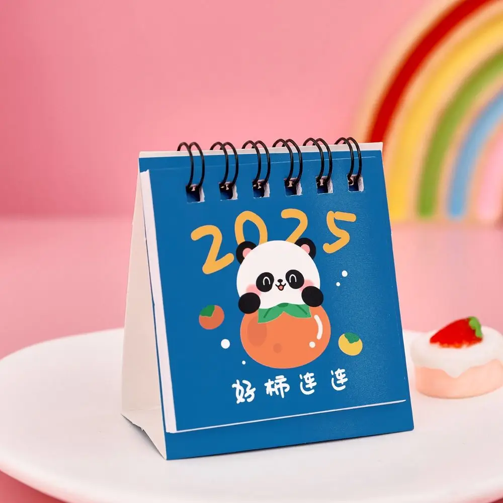 Creative 2025 Mini Calendar Thick Paper Cute Fruits Mini Desktop Calendar To Do List Portable Standing Flip Calendar Table Decor