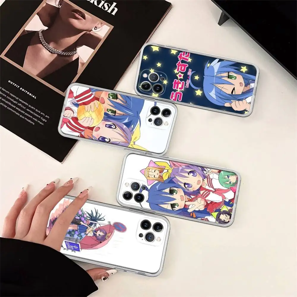 

K-Konata Izumi Lucky S-Star For IPhone 17 16 15 14 13 12 11 Pro Max Plus Transparent Soft TPU Phone Cover