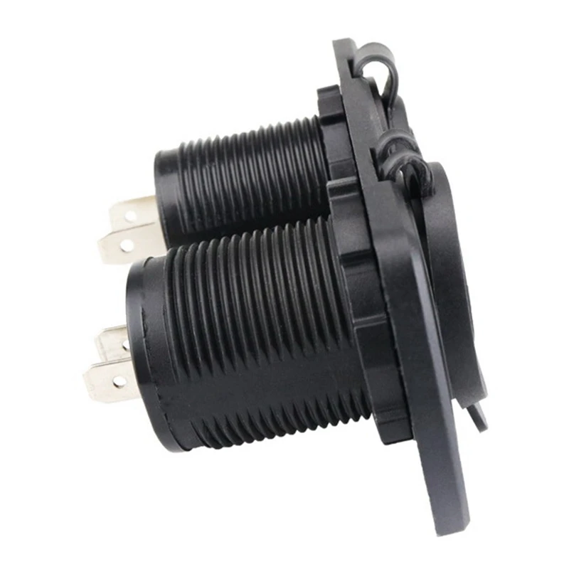 ABHY-12-24V Dual USB Outlet Volt Power Outlet With LED Voltage Display Lighter Socket Switch Panel Adapter For Car Boat