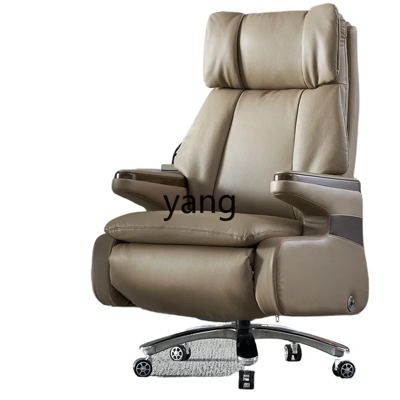 Lmm reclining flat home comfortable seat high-end office chair cowhide president chair genuine leather