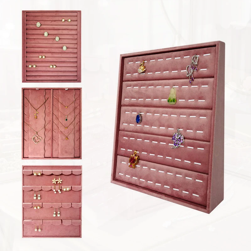 Вертикальная бархатная подставка для ювелирных изделий-большой регулируемый органайзер для сережек и ожерелья и колец для магазина, домашний туалетный столик