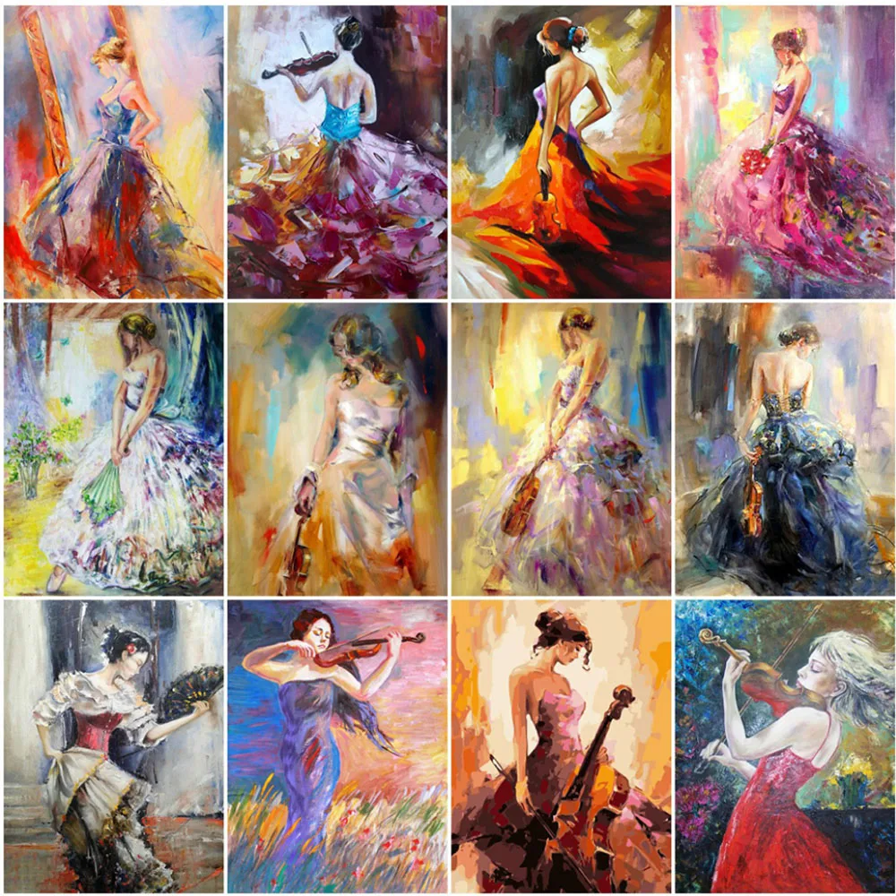 Yumeart fai da te 5D pittura diamante violino donna pieno ricamo quadrato ritratto astratto strass mosaico Hobby artigianato artistico