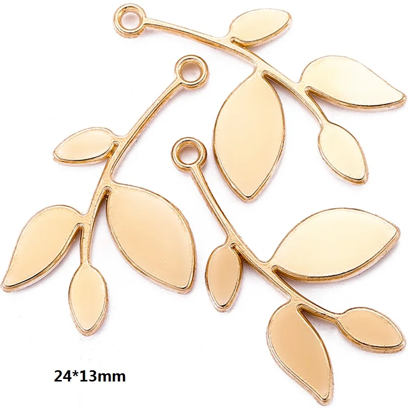 New 15PCS 24*13mm Metal Alloy 5 Colors Tree Branch Charms Plant Pendant For earring necklace Jewelry Making DIY Handmade Craft