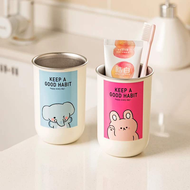 

Современная кружка для зубных щеток из нержавеющей стали 304 для домохозяек, пар и детей, стакан для полоскания рта, высококачественная креативная кружка для ванной комнаты