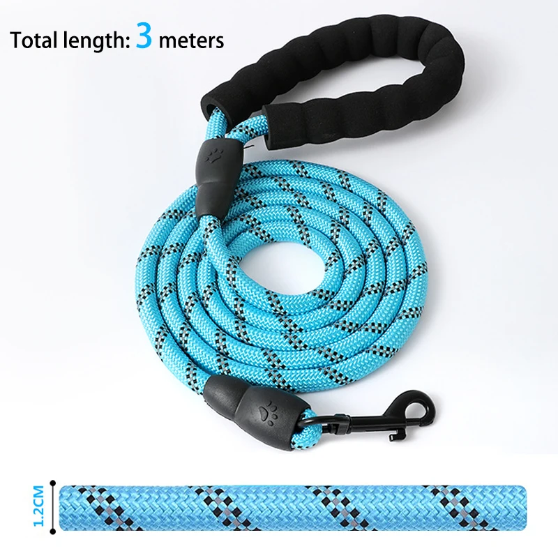 3M Pet Reflective Nylon Tow Rope Non Slip Foam Handle Pet Adjustable Towing Ropes Large MiddleSmall Dogs Outdoors Pet Supplies, image 2