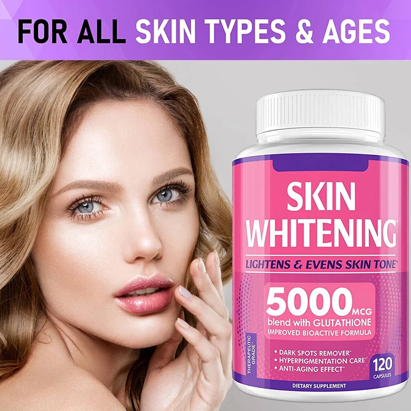 Glutathione Supplement - Cinnamon, Lemon - Skin Whitening Anti-Aging Smooth Skin Brightening 5000MCG Glutathione Mixed Capsules